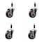 Service Caster 3.5'' Maroon Poly Wheel Swivel 7/8'' Expanding Stem Caster Set, 4PK SCC-EX20S3514-PPUB-MRN-78-4 - alternate 1